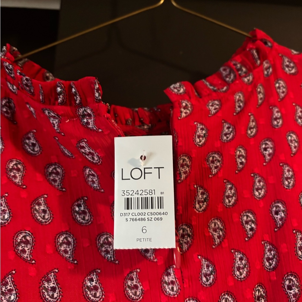 LOFT Red and White Mini Dress